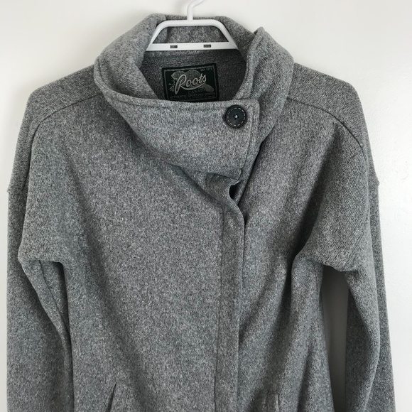 Roots Jersey Fabric Grey Snap-Button Coat - Picture 2 of 8